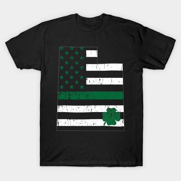 St Patricks Vintage Utah Irish USA Flag T-Shirt by bbreidenbach